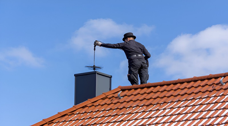 Chimney sweep performing maintenance—does using a chimney cleaning log really work?